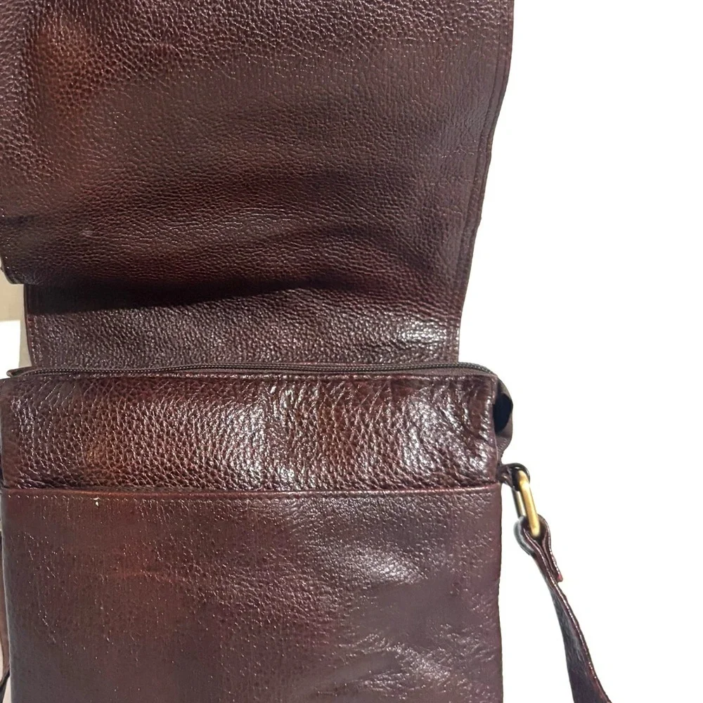 Vintage Dark Brown Leather Messenger Bag